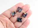 4 Multicolor Tortoise Shell Cabochons, 12mm Square Blanks, Mosaic Tiles, Laser Cut Acrylic Squares, Tiny Square Stud Earrings, LAK035-12-DMC