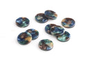4  Round Circle Sequin Charms, Blue Green Brown, Dot Charms, Acetate Tortoise Shell Supply, Plastic Disc Blanks, Earth Tones, CN138-15-ETH