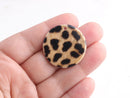 4 Brown Leopard Print Charms, Thin Flat Disc, Animal Print, Monogram Blank, Printed Acrylic Earring Blank, Smooth Flat Circle, CN104-30-LP01