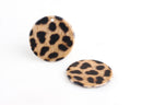 4 Brown Leopard Print Charms, Thin Flat Disc, Animal Print, Monogram Blank, Printed Acrylic Earring Blank, Smooth Flat Circle, CN104-30-LP01