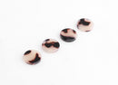 4 Tortoise Shell Earring Charms, Small Circle Drops, Monogram Disc Blanks 12mm Circle Beads, Resin Circle Charms, Token Beads, CN105-12-WT