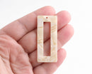 2 Creamy White Acetate Charms, Large Rectangle Charm, Rectangle Frame, Off-White Lucite Beads, Ivory Tortoise Shell Supply, DX050-50-W05