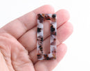 2 Acetate Pendants, Laser Cut Acrylic Rectangle Charms, Open Rectangle Pendant, Dark Brown Tortoise Shell Jewelry Making, DX039-50-DBW