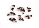 4 Resin Connectors, Blonde Tortoise Shell Necklace Blanks, Scalloped Circle, 10x20 mm Half Circle Links, Acetate Tortoise Charm, CN141-20-WT