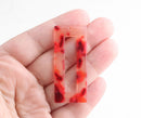 2 Cutout Rectangle Blanks, Translucent Red Tortoise Shell Earring Supplies, Marbled Red Acetate Pendant, Red Amber Beads, DX058-50-RD01