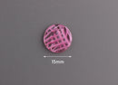 4 Disc Circle Charms in Pink Tortoise Shell, Criss Cross, Transparent Pink Acrylic Bead, Small Round Circle, Pink Fluorescent, CN142-15-PK07