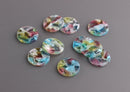 4 Clear Acrylic Discs with Blue Red Green, Acrylic Tortoise Shell Circle, Thick Flat Discs, Clear Acetate Charms, Mixed Color, CN144-15-MC04