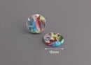 4 Clear Acrylic Discs with Blue Red Green, Acrylic Tortoise Shell Circle, Thick Flat Discs, Clear Acetate Charms, Mixed Color, CN144-15-MC04