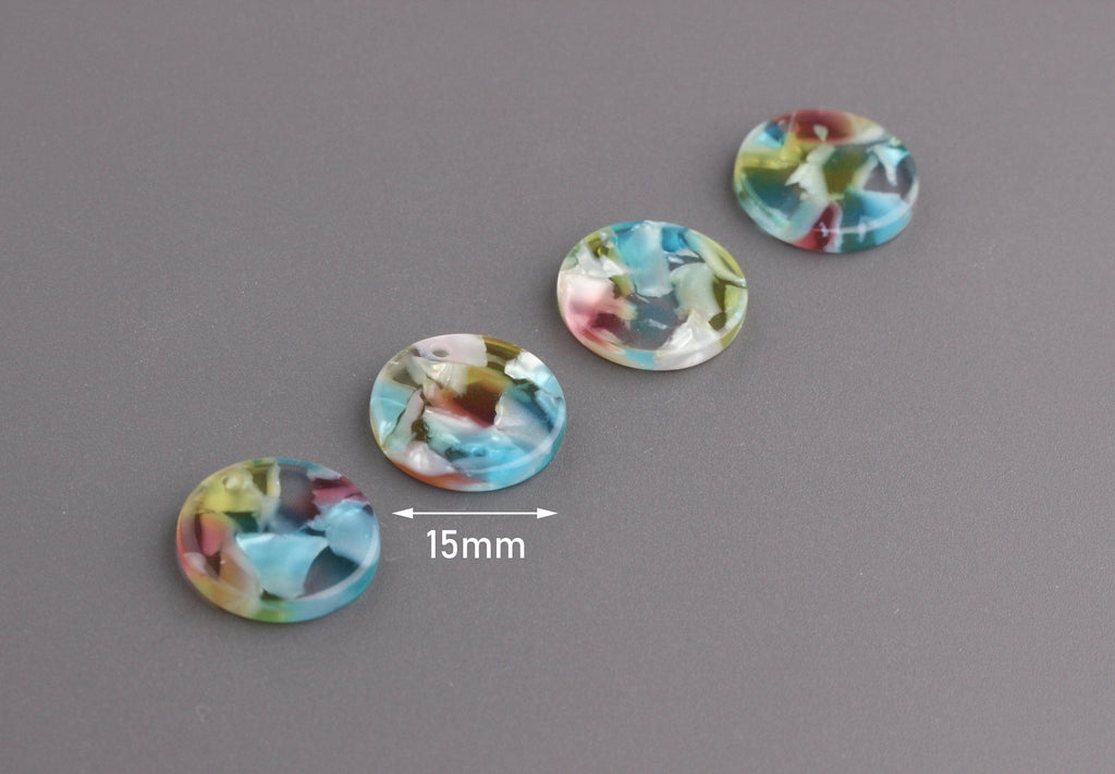 4 Clear Acrylic Discs with Blue Red Green, Acrylic Tortoise Shell Circ