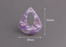 4 Large Purple Teardrop Charms, Tortoise Shell Acrylic Blanks, Purple Resin Teardrop, Purple Mother of Pearl, Acetate Pendant, TD029-34-PL03