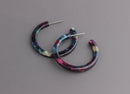 Green Purple Hoop Earring Findings, 1 Pair, Galaxy Hoops, Small Thin Hoops, Small Acetate Hoop Earrings, Tortoiseshell Hoops, EAR054-30-GXY