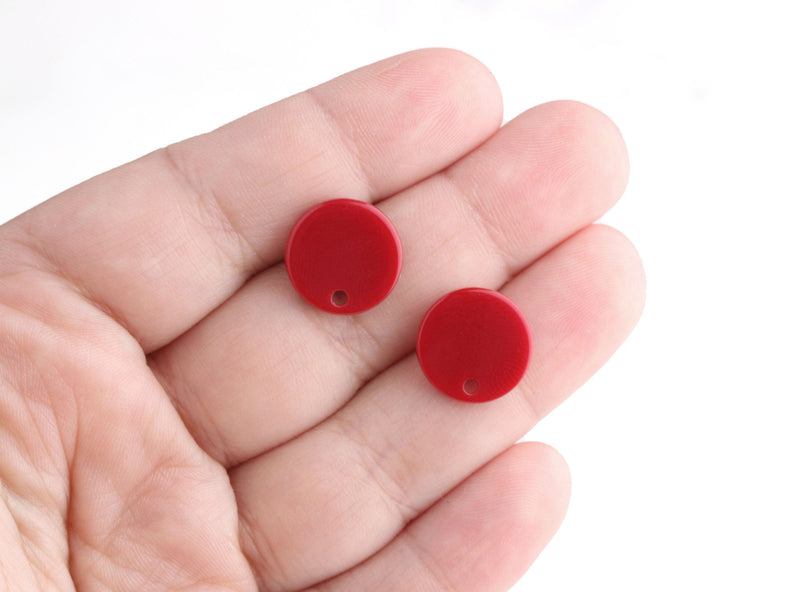4 Maroon Red Acrylic Stud Blanks with Holes, Earring Making Components, 14mm