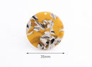 4 Large Flat Discs, Sunflower Yellow Tortoise Shell with White, Cellulose Acetate, 35mm