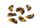 4 Tiny Half Moon Connectors in Tortoise Shell, Two Holes, Great for Necklace Links, 20.5 x 10mm