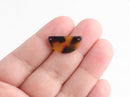 4 Tiny Half Moon Connectors in Tortoise Shell, Two Holes, Great for Necklace Links, 20.5 x 10mm