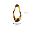 4 Freeform Organic Shapes, Tortoise Shell, Weird Oval Ring Drops, Cellulose Acetate, 41 x 20mm