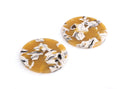 4 Large Flat Discs, Sunflower Yellow Tortoise Shell with White, Cellulose Acetate, 35mm
