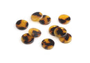 4 Tiny Flat Discs, 12mm Blank Discs 1mm Hole, Bracelet Disc Charm, Half Inch Earring Component, Faux Tortoise Shell Circle Drops, CN151-12-TT