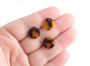 4 Tiny Flat Discs, 12mm Blank Discs 1mm Hole, Bracelet Disc Charm, Half Inch Earring Component, Faux Tortoise Shell Circle Drops, CN151-12-TT