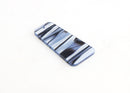 2 Trapezoid Charms in Blue Zebra Print, Black Stripes, Glitter Acrylic, 37 x 19mm