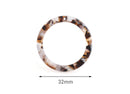 2 Connector Rings with 1 Hole, Smoky Brown Tortoise Shell, Cellulose Acetate, 32mm