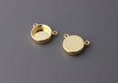 4 Round Bezel Cup Links, 10mm Bezel Setting, Gold Bezel Connector Necklace Pendant Tray,  Round Bezel Tray, Bezel 2 Holes