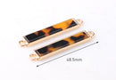 1 Gold Tortoise Shell Link, Bracelet Bar 2 Loops, Tortoise Necklace Sideways Bar, Gold Bar Connector, Smooth Bezel Setting, MA003-48-GTT