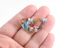 2 Semi Circle Charms, Transparent Sea Glass Colors of Blue, Green and Red, Cellulose Acetate, 37 x 18mm