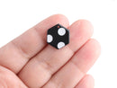 4 Black Hexagon Charms with Polka Dots, Hex Beads, Mini Hexagon Pendant, Mod Necklace, Black Acetate Charm, Single Sided Charm, DX062-17-BDOT