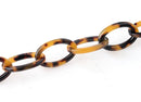 1ft Tortoiseshell Chain, 23mm, Cellulose Acetate, Closed Links, Thin Oval Cable Chain