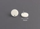 4 Bone White Acrylic Earring Parts, Solid White Stud Earring Components, 14mm Blank Earrings, Milky White Resin Earrings, EAR066-14-W07