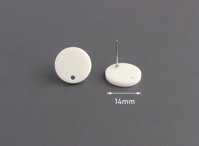Bone White Acrylic Earring Parts, Solid White Stud Earring Component