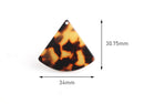 2 Wedge Beads in Tortoise Shell, Fan Shape, Cellulose Acetate, 34 x 30.75mm