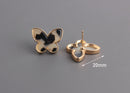 Butterfly Stud Earring Parts, 1 Pair, Blonde Tortoise Shell Studs, Acrylic Butterfly, Gold Tortoise Butterfly, Medium Studs, EAR067-20-GBT