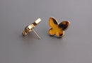 Faux Tortoise Shell Butterfly Stud Earring Findings, 1 Pair, Cellulose Acetate Studs, Tortoiseshell Stud, Gold Butterfly Stud, EAR068-20-GTT