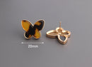 Faux Tortoise Shell Butterfly Stud Earring Findings, 1 Pair, Cellulose Acetate Studs, Tortoiseshell Stud, Gold Butterfly Stud, EAR068-20-GTT