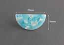 2 Sky Blue Half Circle Drop Charms, Light Blue Tortoise Shell, Cellulose Acetate, 37 x 18mm