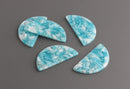 2 Sky Blue Half Circle Drop Charms, Light Blue Tortoise Shell, Cellulose Acetate, 37 x 18mm