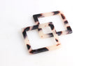 2 Square Washer Blanks, Resin Bezel Setting, Acrylic Leopard Print, Open Frame Pendant, Blonde Tortoise Shell Earring Component, DX067-44-WT