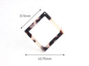 2 Square Washer Blanks, Resin Bezel Setting, Acrylic Leopard Print, Open Frame Pendant, Blonde Tortoise Shell Earring Component, DX067-44-WT