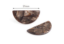 2 Brown Tortoise Shell Half Circle Charms, Textured Terrazzo Beads, Half Moon Blank, Crescent Moon Charm, Earth Tones Jewelry, CN161-37-BR01