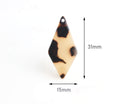 2 Blonde Tortoise Shell Geometric Charms, Yellow Acetate Charm Earring Blank, Diamond Shape, Rhombus Charms, Flat Diamond Beads, DX070-31-BT