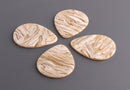 4 Large Teardrop Pendants, Sandy Yellow Tortoise Shell, Cellulose Acetate, 40 x 31.5mm