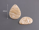 4 Large Teardrop Pendants, Sandy Yellow Tortoise Shell, Cellulose Acetate, 40 x 31.5mm