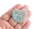 2 Mint Green Beads, Large Acrylic  Half Circle Cutout, Tortoise Shell Half Moon Blank Monogramming, Pale Green Sea Glass Charm, CN165-37-GN01