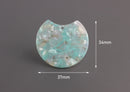 2 Mint Green Beads, Large Acrylic  Half Circle Cutout, Tortoise Shell Half Moon Blank Monogramming, Pale Green Sea Glass Charm, CN165-37-GN01