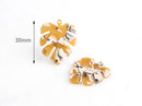 2 Monstera Leaf Dangles, Sunflower Yellow Tortoise, Cellulose Acetate, 30 x 24.25mm