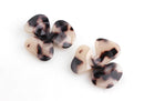 2 White Tortoise Shell Flowers, Flower Stud Earrings, Large Lucite Flower Beads Middle Hole, Acetate Studs, Hawaiian Flowers, FW023-33-WT
