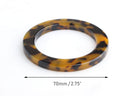 1 Plastic O Ring in Tortoise Shell, Round Connector, Great for Bikini Tops and Swimsuit Rings, Cellulose Acetate, Thickness: 6mm, Diameter: 2.75" Inch