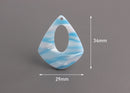 4 High Quality Acrylic Earring Supplies, White Blue Marble Charms Tortoise Shell, Flat Acrylic Teardrop Shapes, Striped Marble, TD037-34-U10